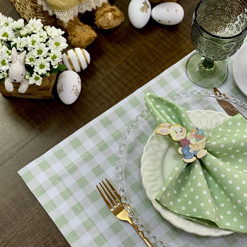 Kit Lugar Jogo Americano Completo Mesa Posta Decorativa de Páscoa Coelho Colorido
