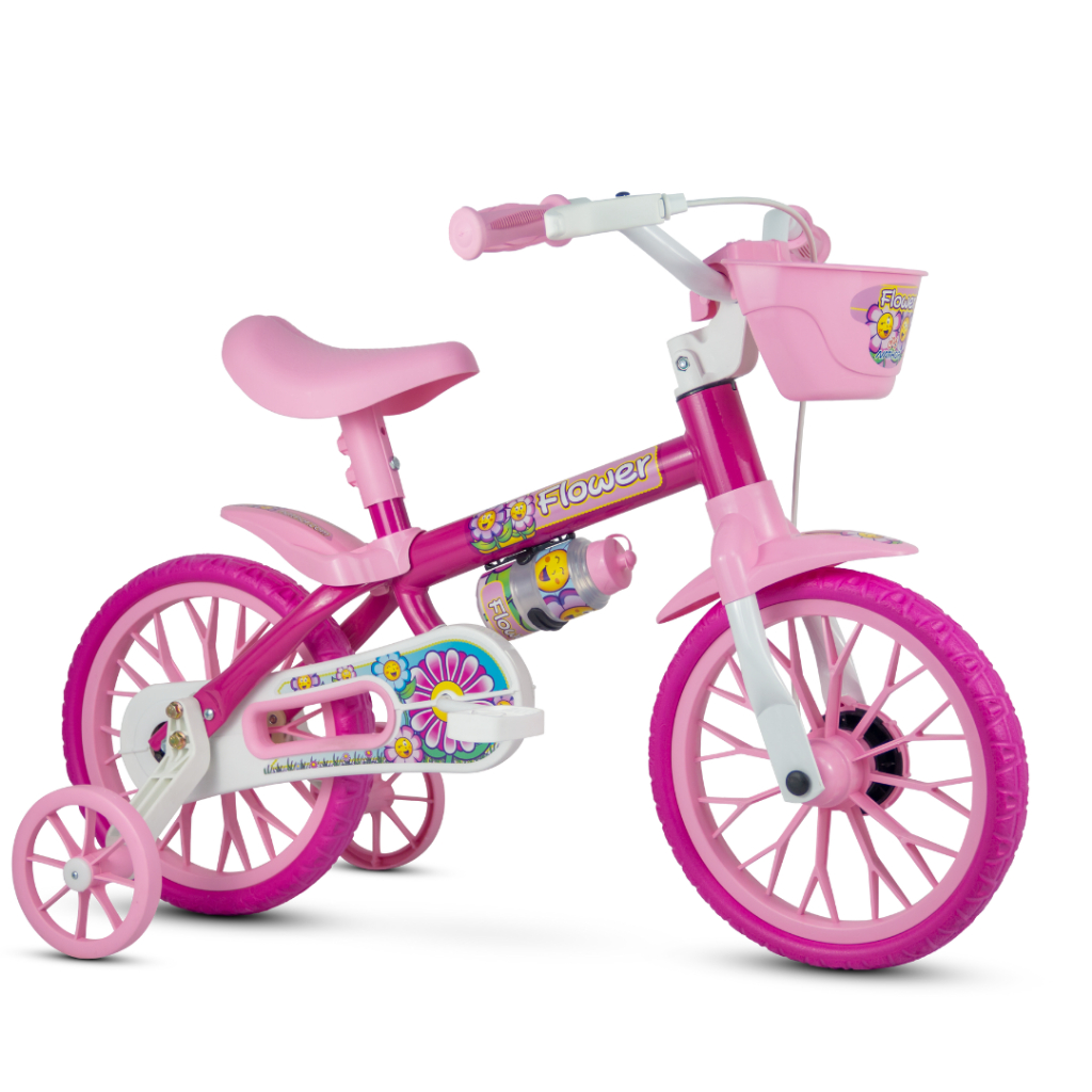 Bicicleta Infantil Aro 12 Com Rodinhas Flower Nathor