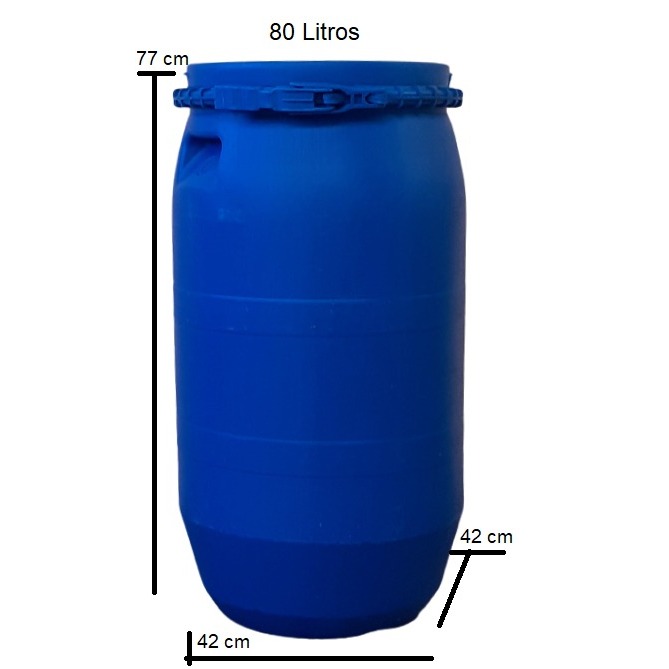 Bombona/Tambor/barrica Plástica - 80 litros com Tampa de Encaixe e Cinta de trava - Usada