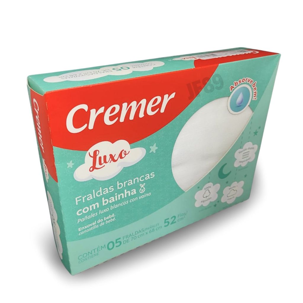 Fralda de Pano Com Bainha Dupla Camada Cremer Luxo 5 Unidades