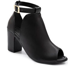 Sandália Feminina Lumiss Fechada Ankle Boots Confortável Salto Alto Grosso Blogueira Fivela