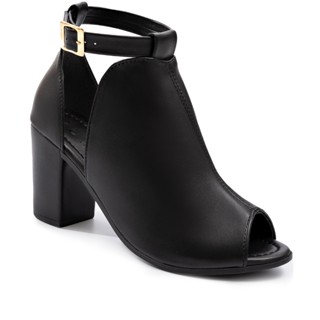 Sandália Feminina Lumiss Fechada Ankle Boots Confortável Salto Alto Grosso Blogueira Fivel...