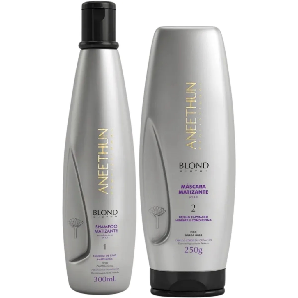 Kit Aneethun Blond System Shampoo + Máscara Matizante em Oferta na Shopee