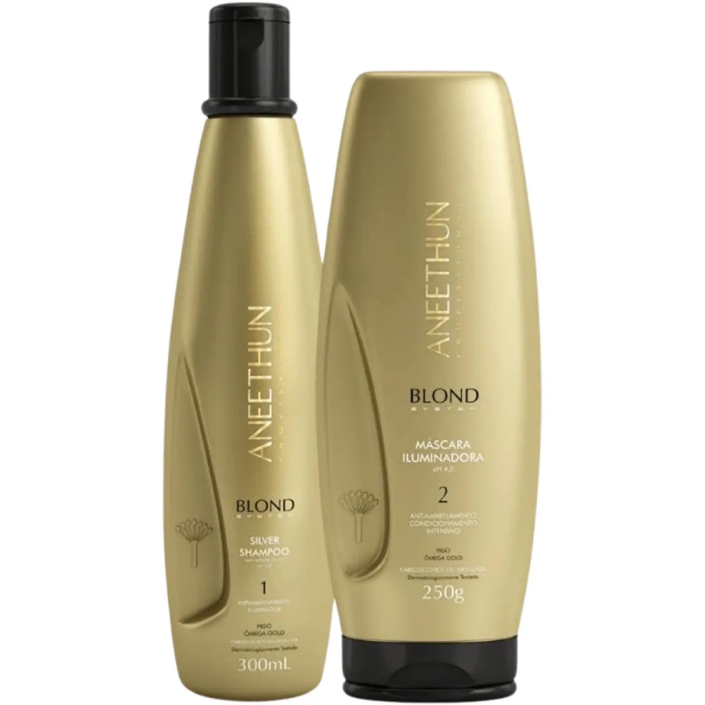 Kit Aneethun Blond System Shampoo Silver + Mascara Iluminadora 250g em Oferta na Shopee