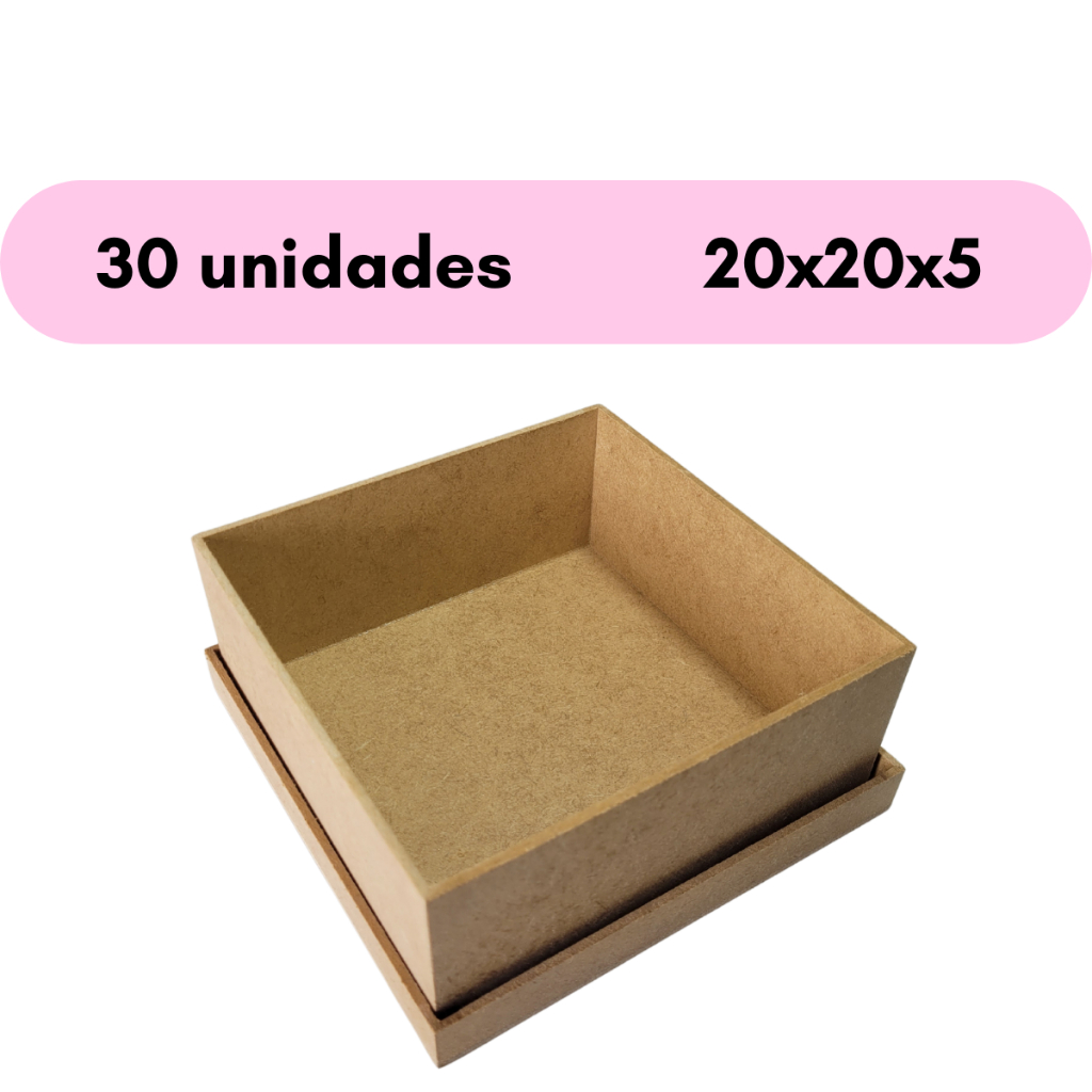 30 caixa 20x20x5 mdf crú modelo tampa de sapato