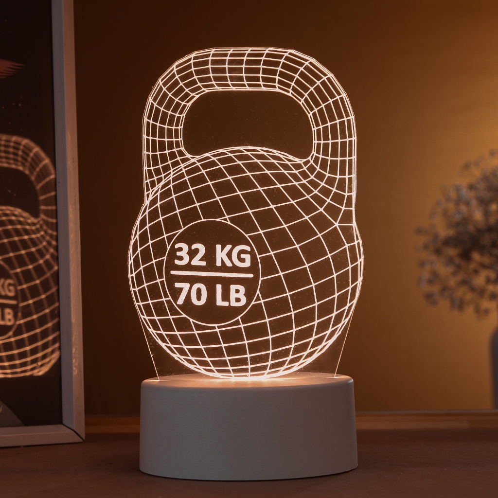 Luminária LED 3D de Mesa / Luz Noturna Presente Criativo / Decoração - peso de academia kettlebell