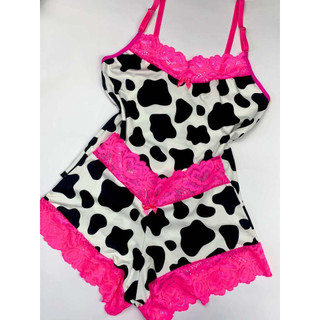 Baby Doll Feminino Estampado Animal Print Fresquinho Microfibra Short Doll Roupa de Dormir