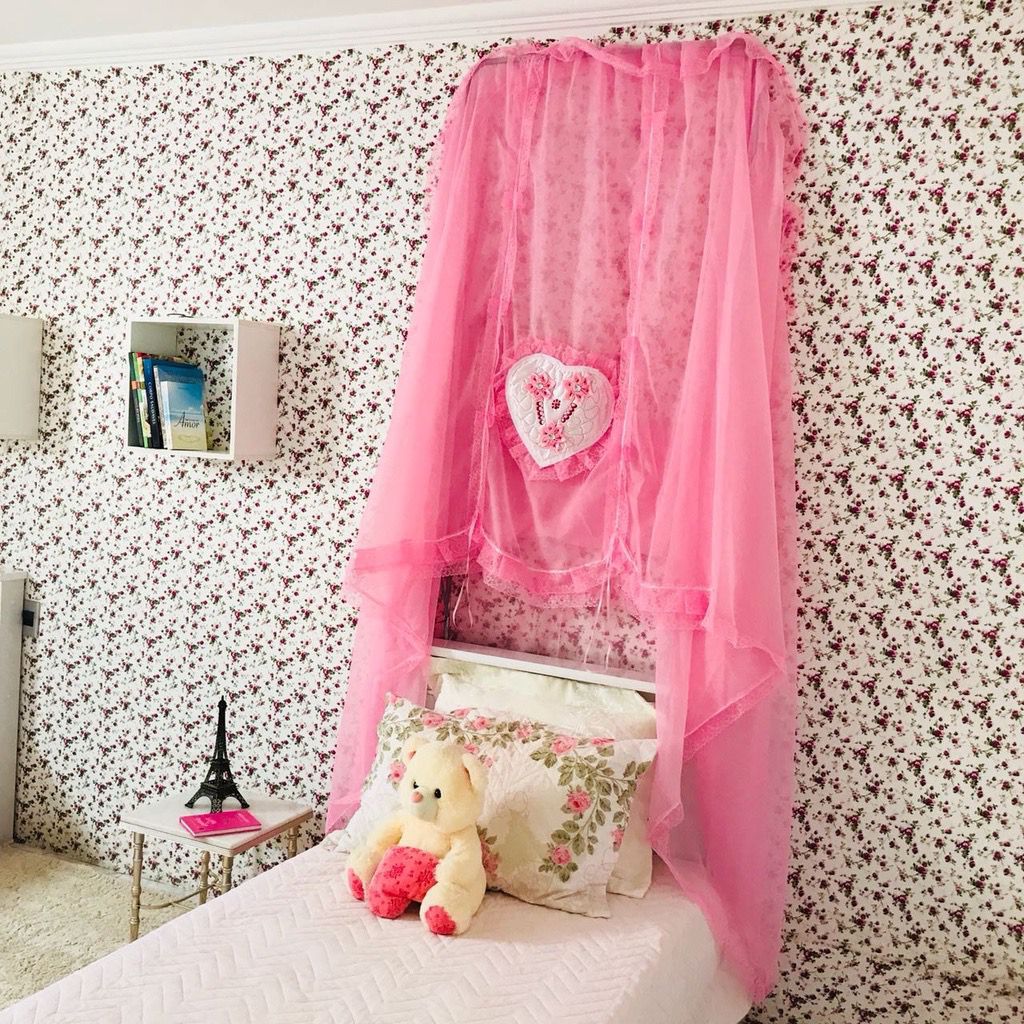 Mosquiteiro de Armação Bordado Solteiro Volta o Mundo