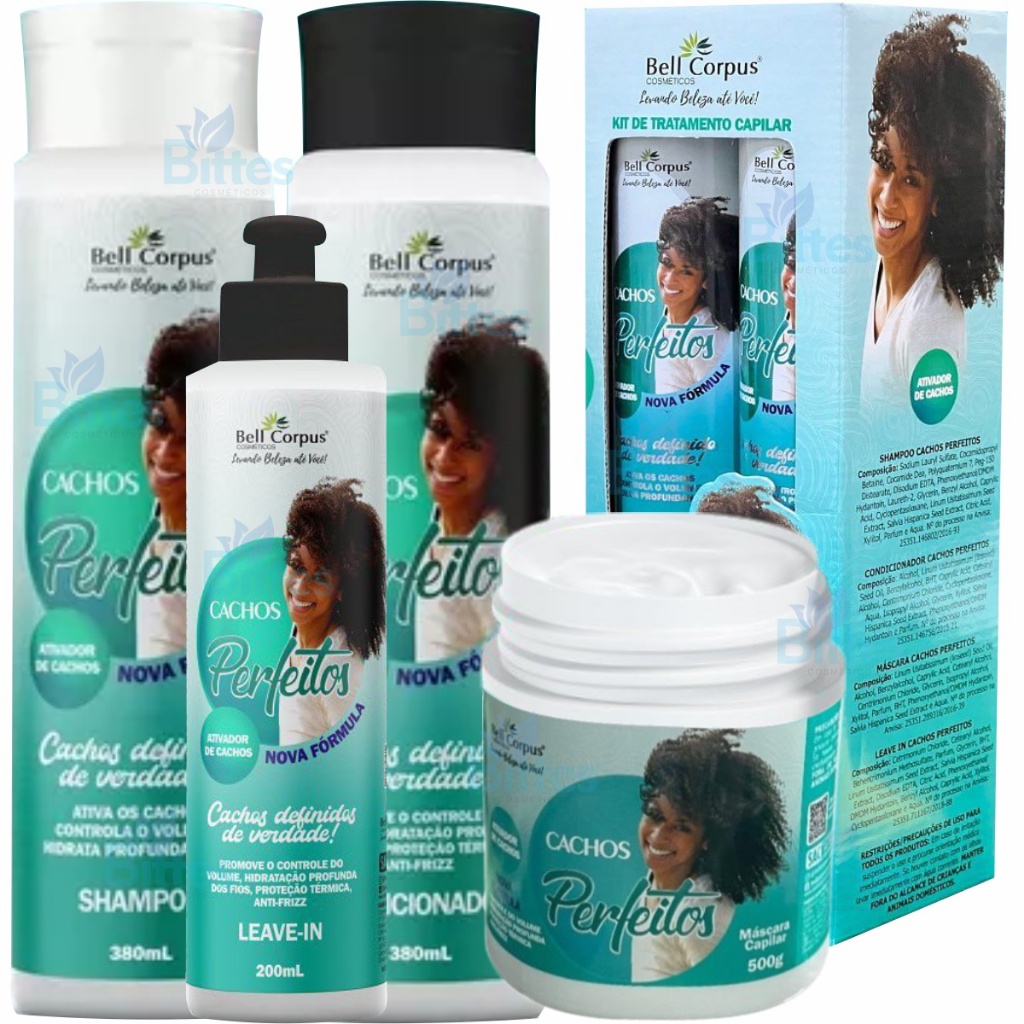 KIT CACHOS PERFEITOS BELL CORPUS COSMÉTICOS ATIVA OS CACHOS E CONTROLA O VOLUME