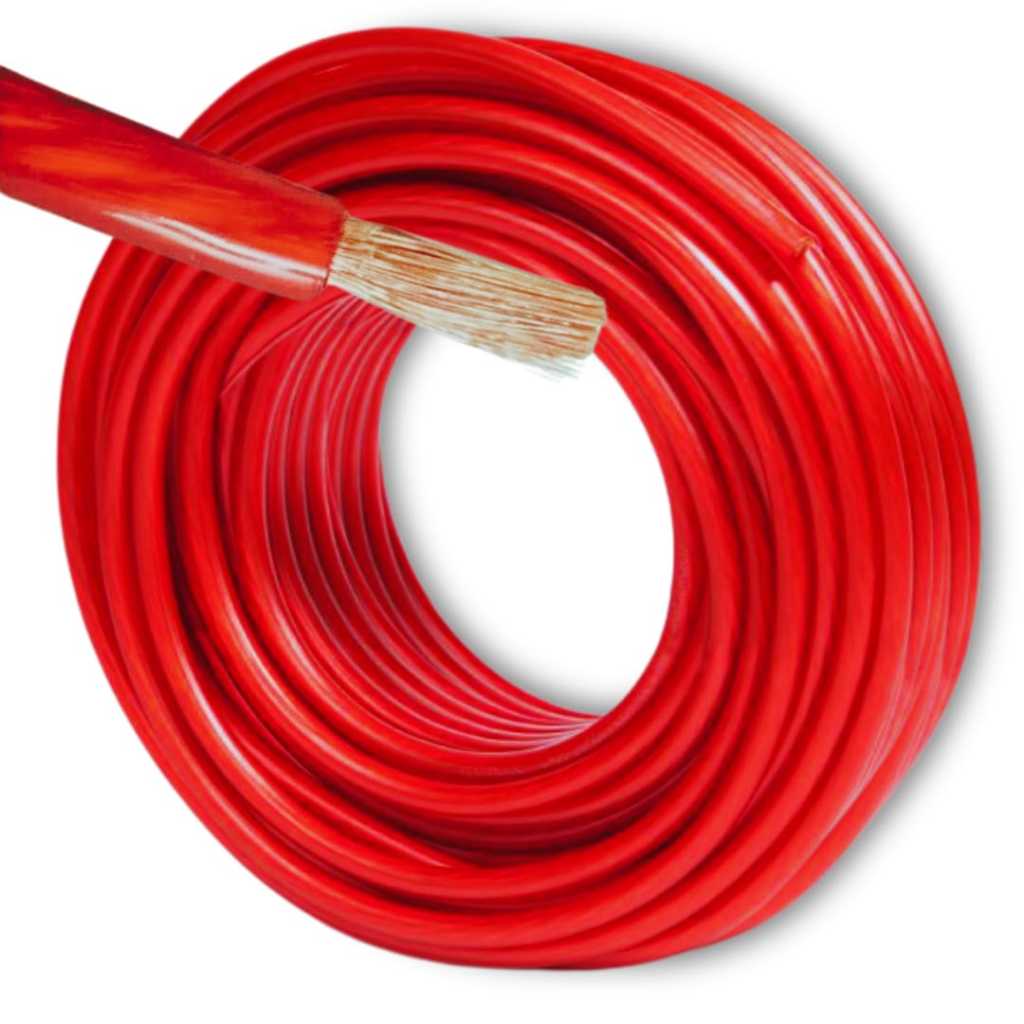 Cabo de Bateria 21mm 5mts super flexível vermelho Som Automotivo