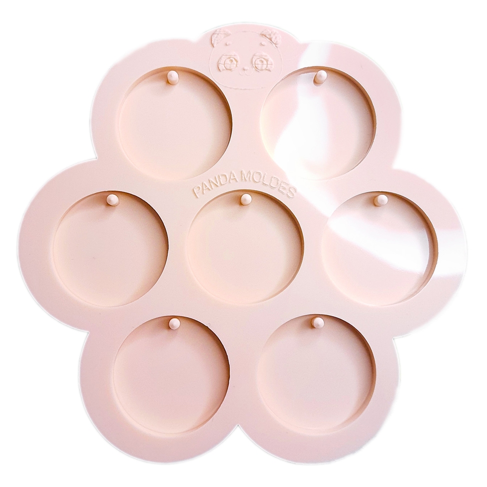 Molde De Silicone Para Resina Redondo Círculos 4cm com 7 cavidades furo