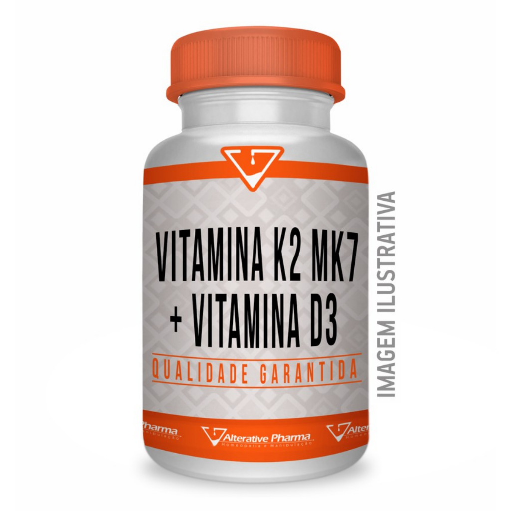 Vitamina K2 Mk7 100mcg e Vitamina D3 10000ui 60 Cápsulas