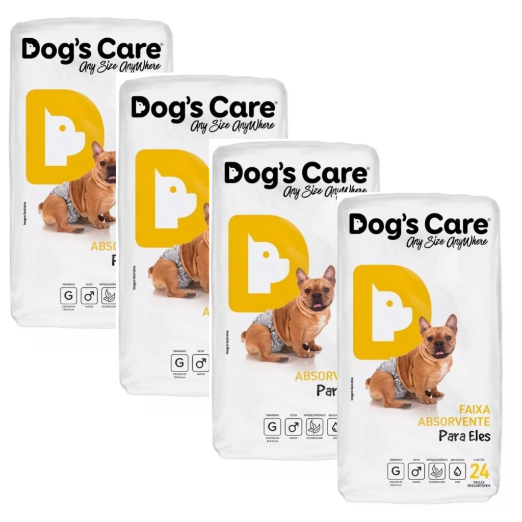 Kit Fralda Descartável Higiênica P/ Cães Macho Dogs Care G 96 Un em Oferta na Shopee