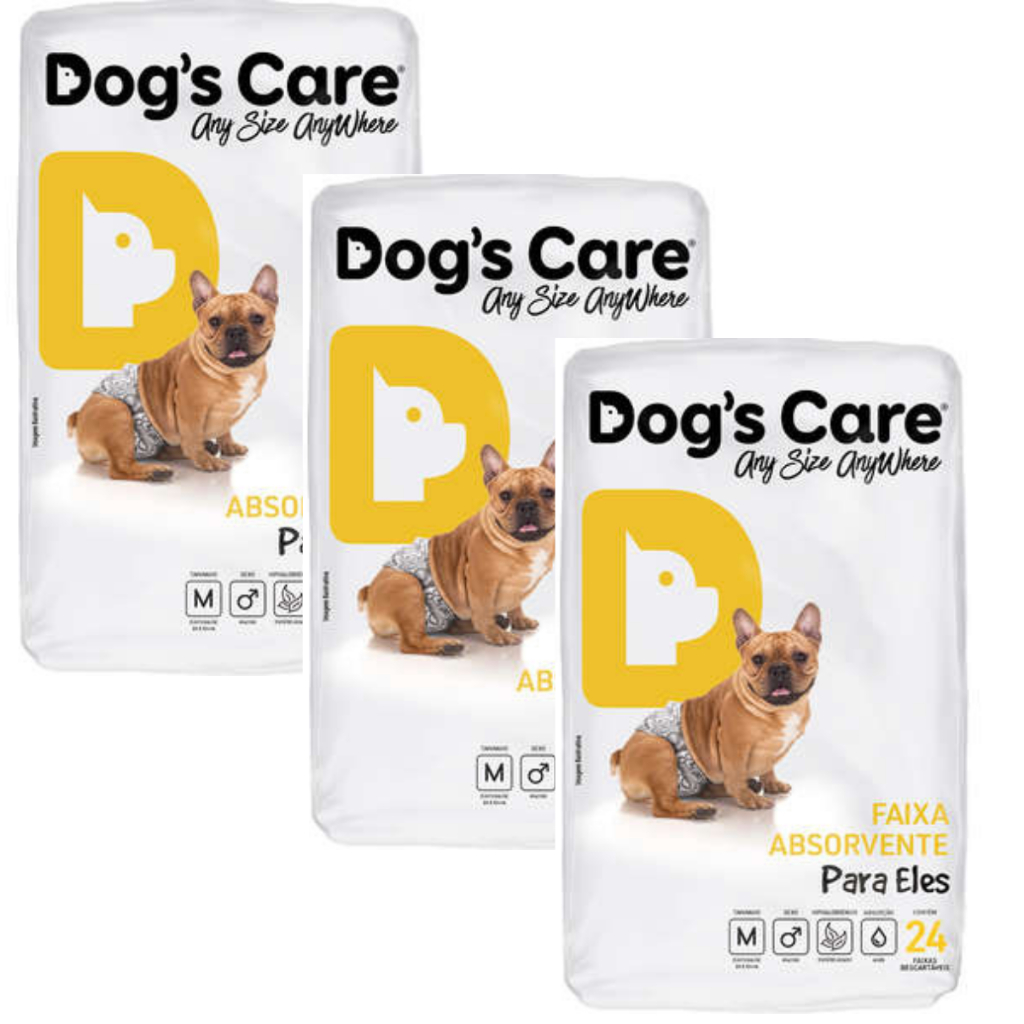 Kit Fralda Descartável Higiênica P/ Cães Macho Dogs Care M 72 Un em Oferta na Shopee