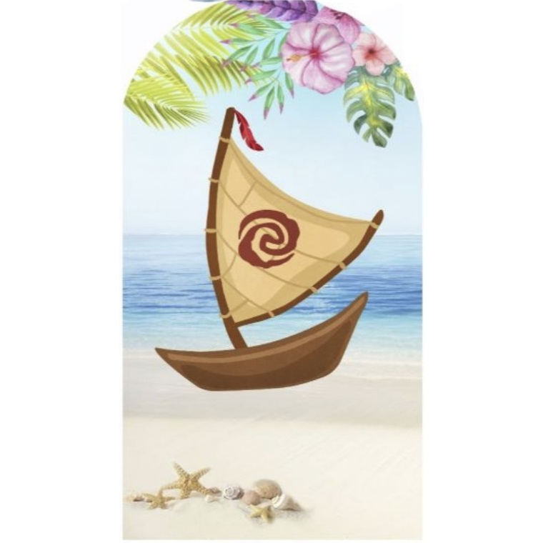 Painel Barco Romano Festa Sublimado Tema Moana