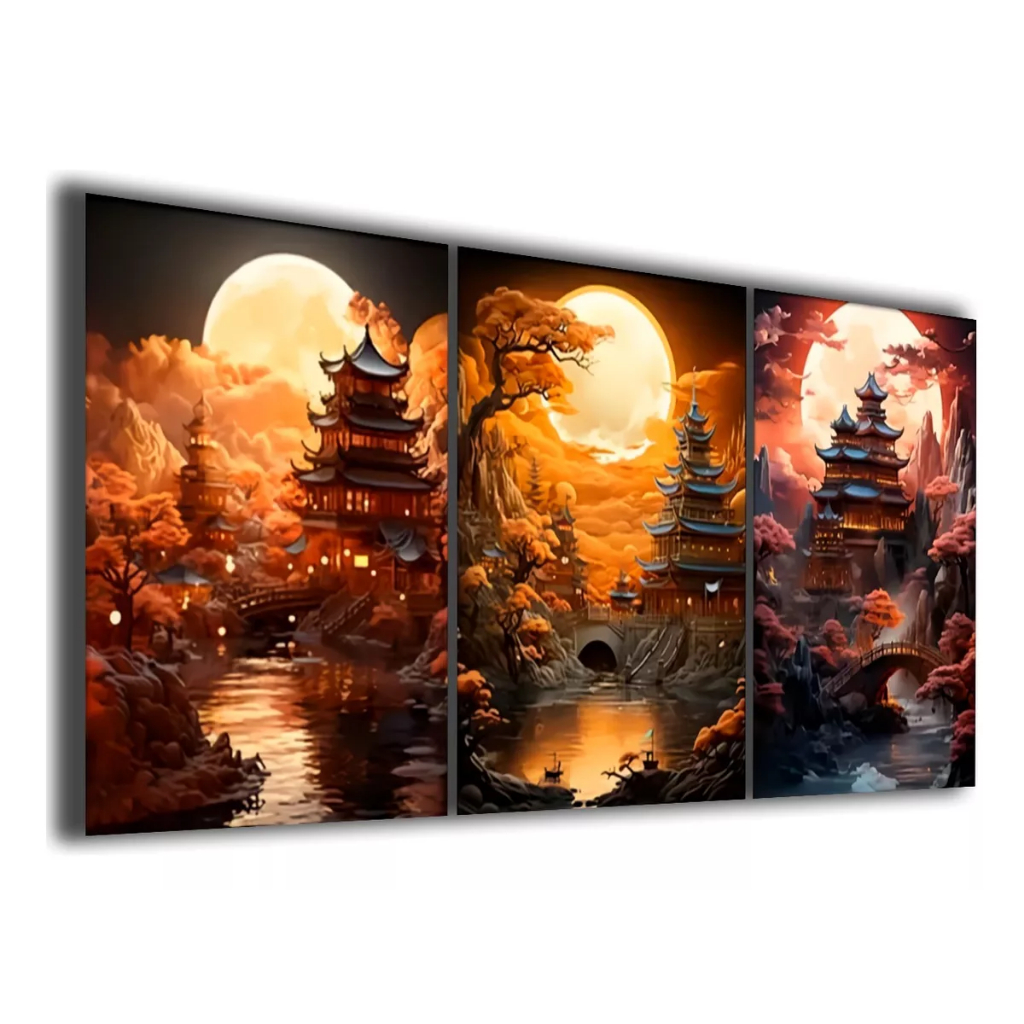 Quadro Decorativo Paisagem Templo Oriental Japão China Sala