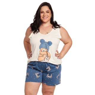 Baby Doll Plus Size Verão Pijama Feminino Camiseta Regata E Short Doll Promoção em Oferta na Shopee