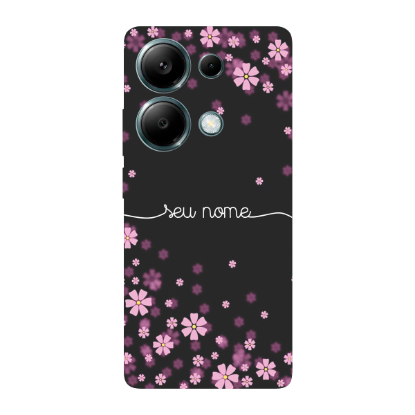 Capinha para Xiaomi RedMi Note 13 Pro 4G Anti Impacto Personalizada - Flores Lilás com nome