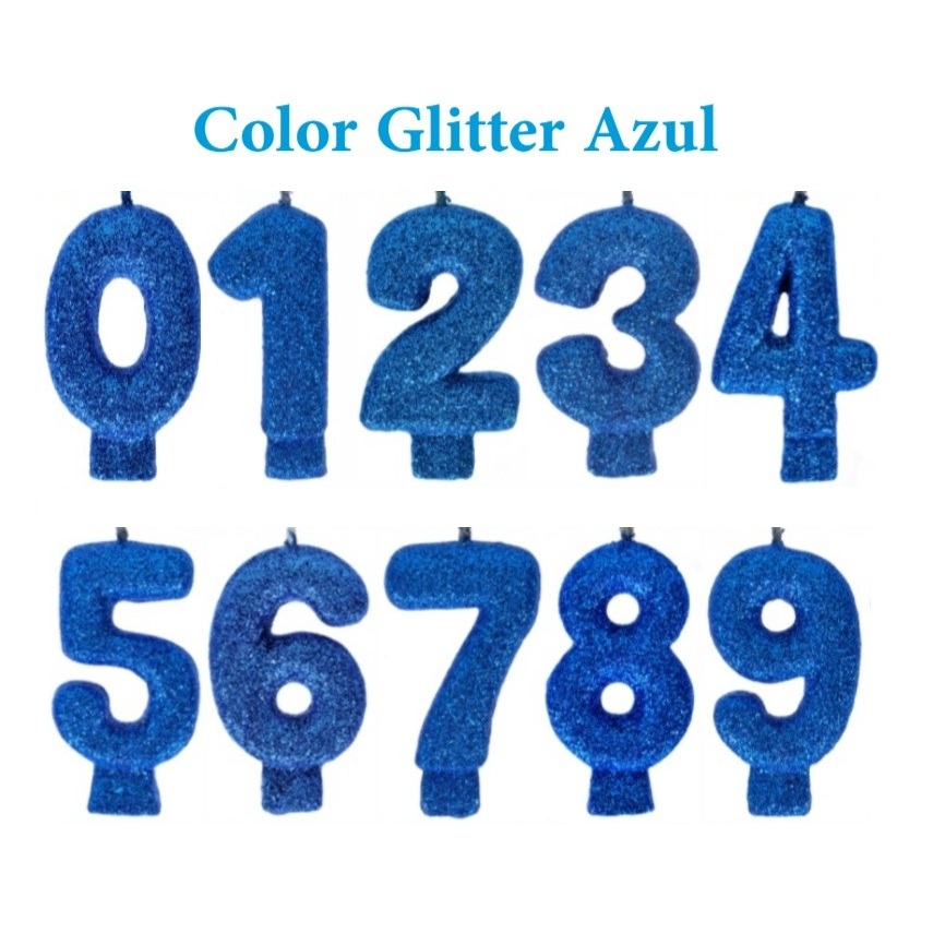 Vela de Aniversário Color Glitter - Azul