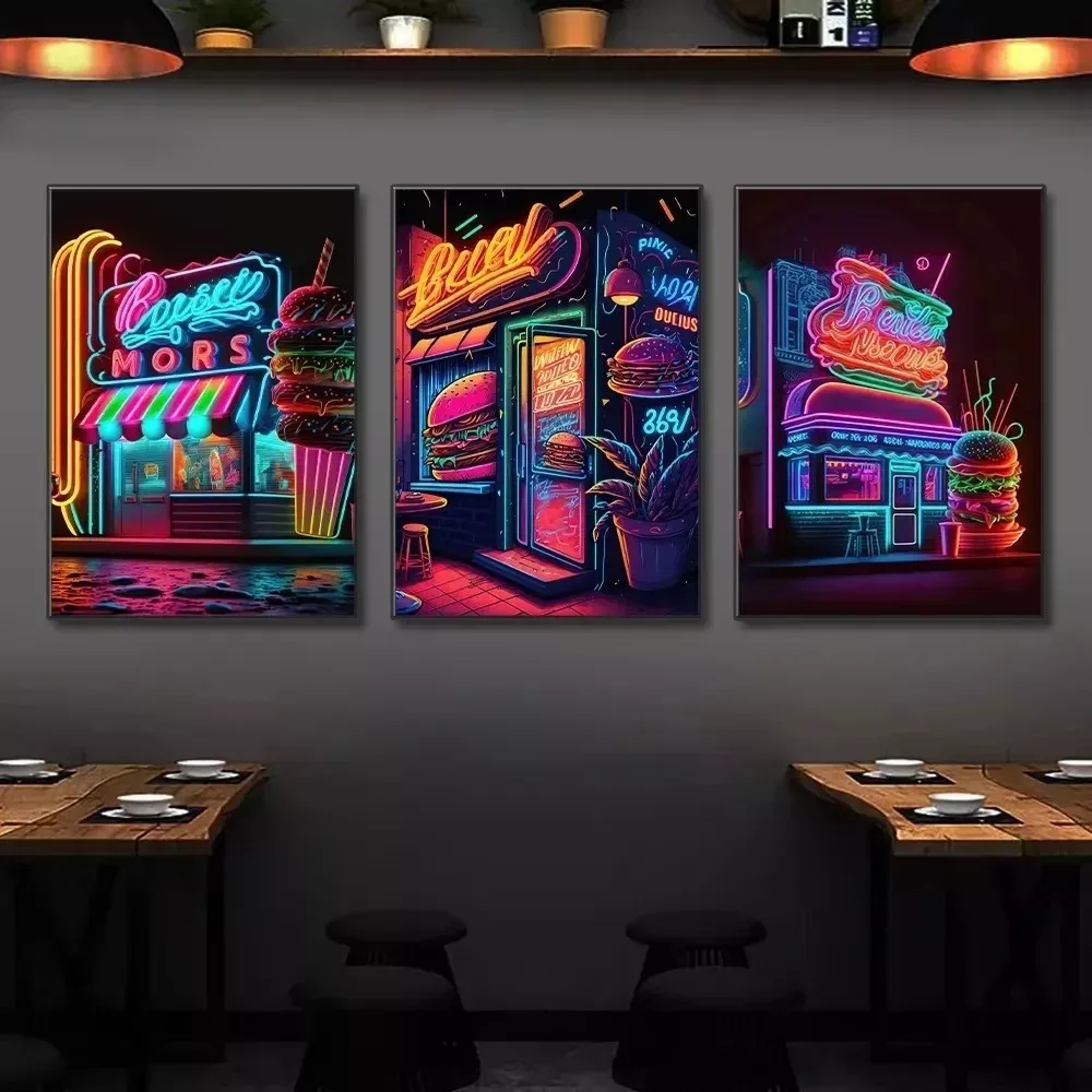 Quadros Decorativos 40x60 3 Peças Lanchonete Hamburgueria