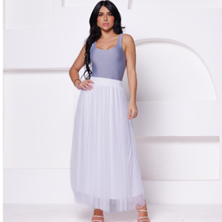 Saia TULE MIDI Longa Evangélica Forrada Lisa Elegância Conforto Executivo em Oferta na Shopee