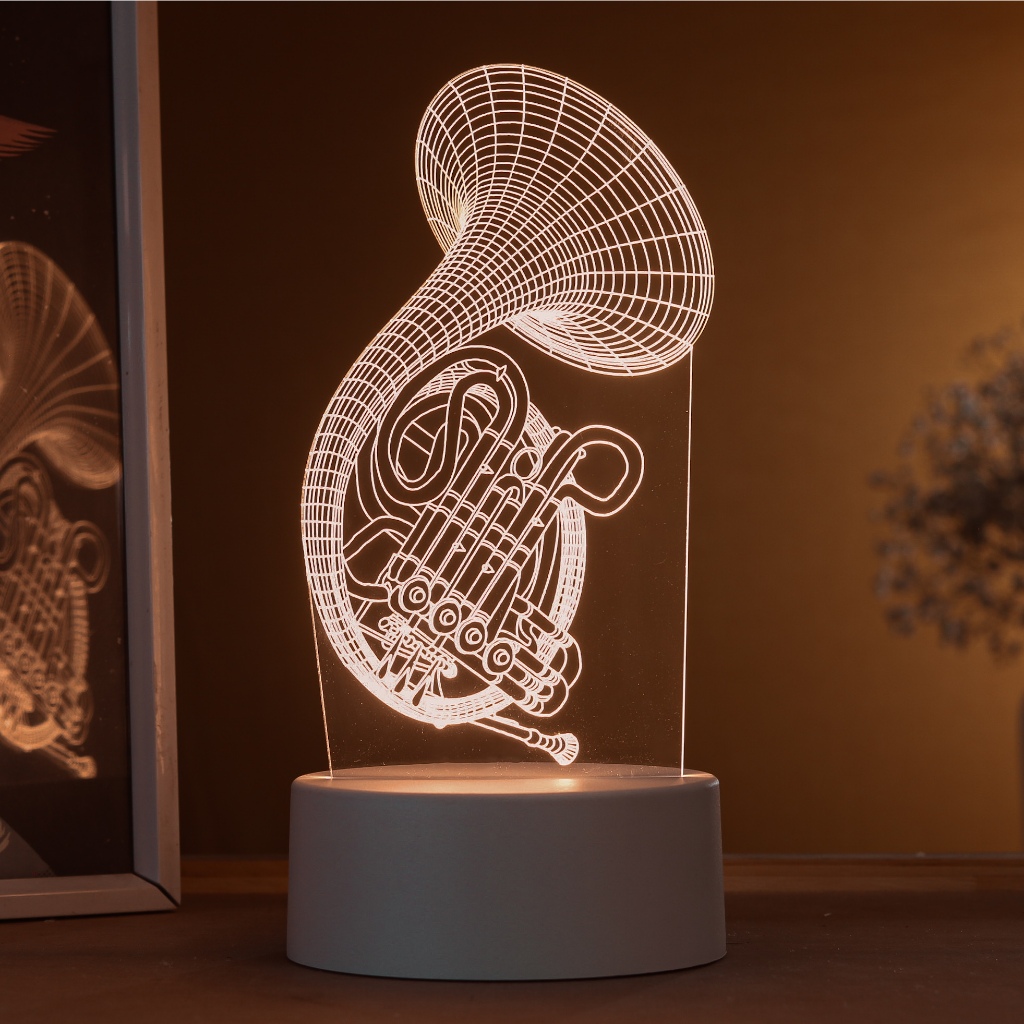 Luminária LED 3D de Mesa / Luz Noturna Presente Criativo / Decoração -  tuba, trompa, instrumento