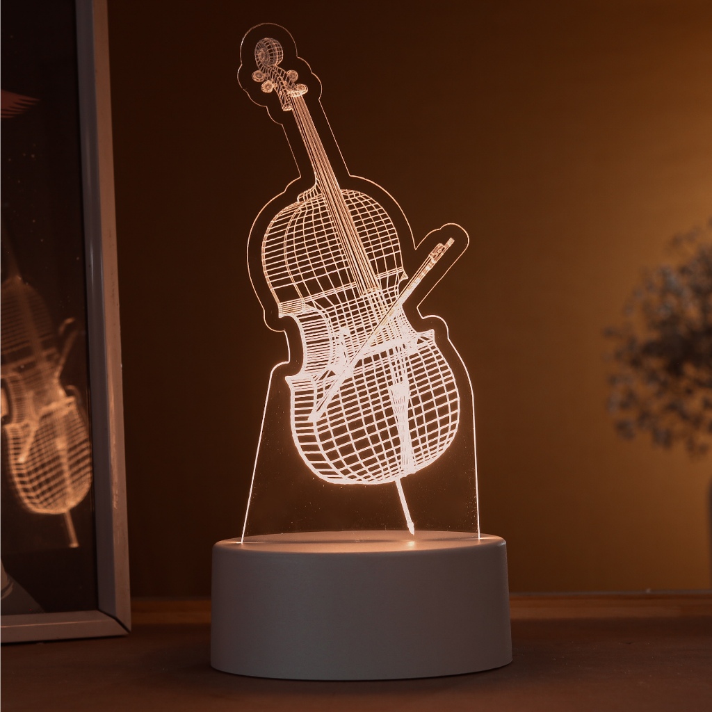 Luminária LED 3D de Mesa / Luz Noturna Presente Criativo / Decoração - violoncelo, instrumento