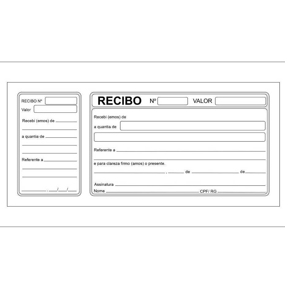 1 Bloco de Recibo com canhoto c/100 folhas em Oferta na Shopee