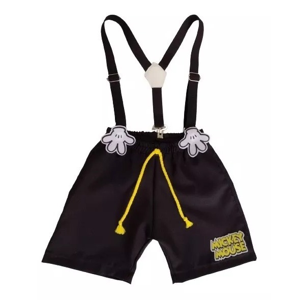 Conjunto Infantil Mickey Fantasia Short E Suspensório Festa Aniversário Temático