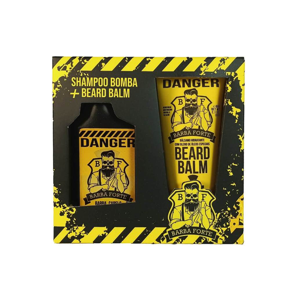 Combo Shampoo Barba e Cabelo Bomba 90ml + Beard Balm Danger 60g Barba Forte