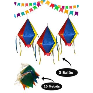 Kit Decoração Festa Junina 20m Bandeirinhas + 3 Balão Tecido em Oferta na Shopee