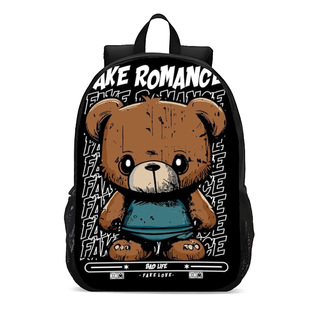 Mochila escolar juvenil infantil ursinho fake romance promoção