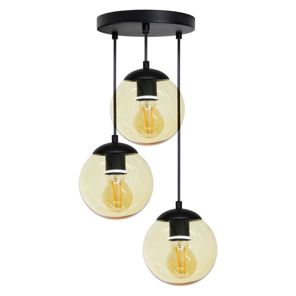 Lustre Pendente Globo 15 Jabuticaba Bola Vidro Monza Triplo 3M de Cabo