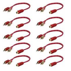 Kit 10 Cabo RCA Y 2m1f 2 Machos 1 Fêmea Cristal Matte Injetado Som Automotivo Atacado