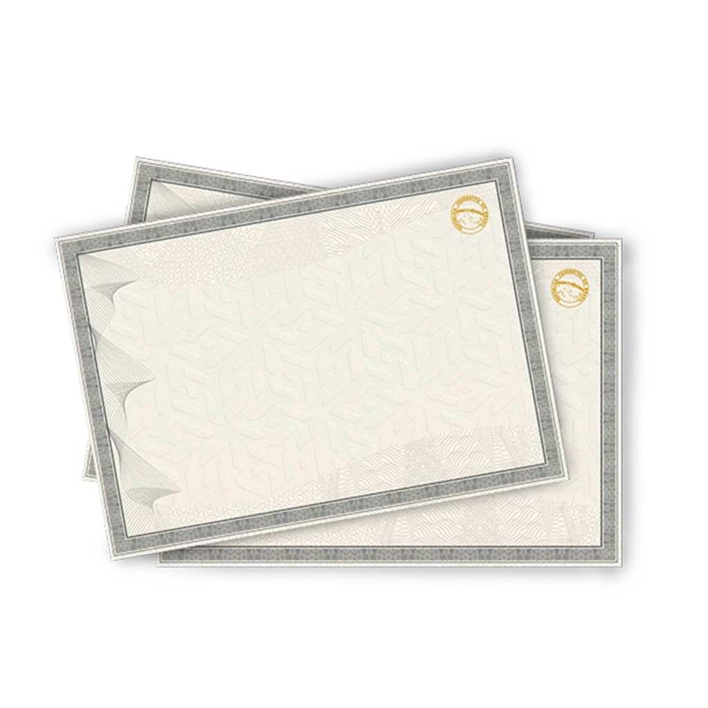 Diploma em Papel Moeda Cinza c/ Brasão Hot Stamping Dourado A4 100 Folhas