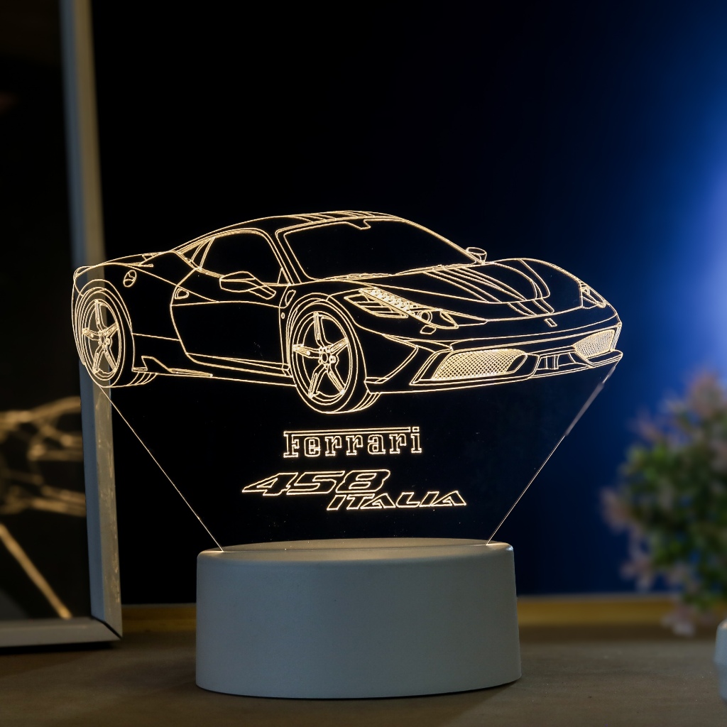 Luminária LED 3D de Mesa/Luz Noturna Presente Criativo/Decoração-Ferrari 458 Itália,carros,automóvel