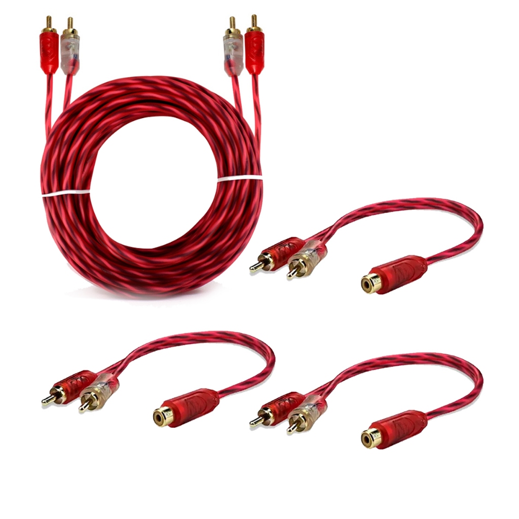 Kit Cabo Rca 5mts + 3 Y 2m1f Semi Blindado Cristal Bronze Audio e Video