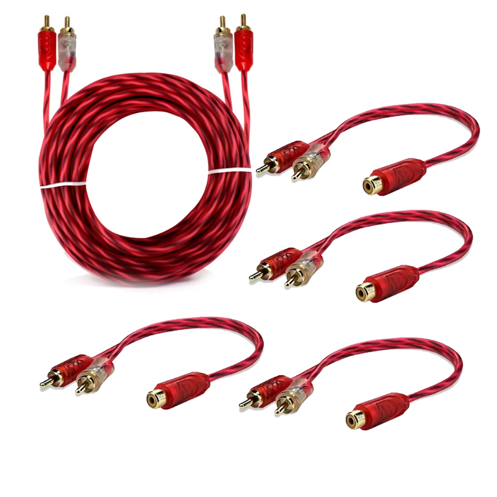 Kit Cabo Rca 5mts + 4 Y 2m1f Semi Blindado Cristal Bronze Audio e Video