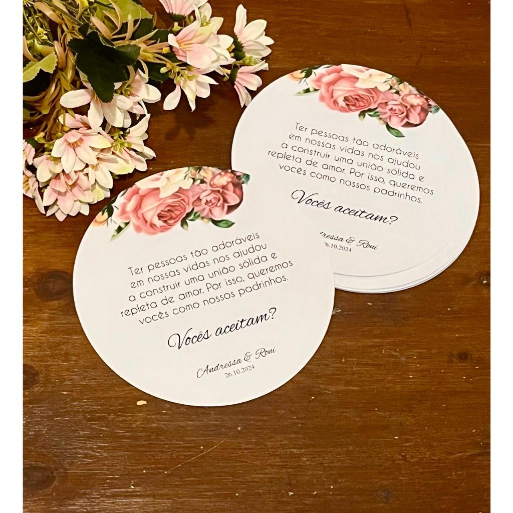 Convite redondo para caixa de padrinhos