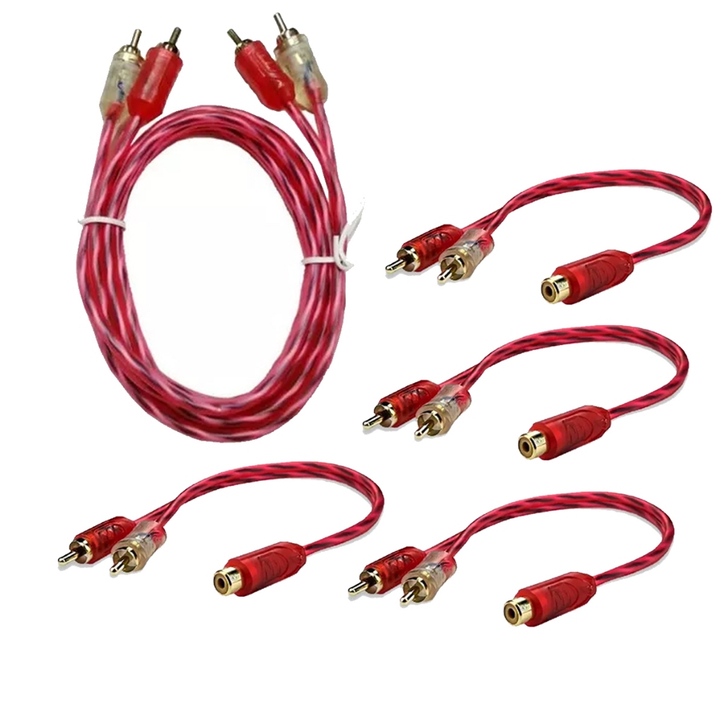 Kit Cabo Rca 1mt + 4 Y 2m1f Semi Blindado Cristal Bronze Audio e Video