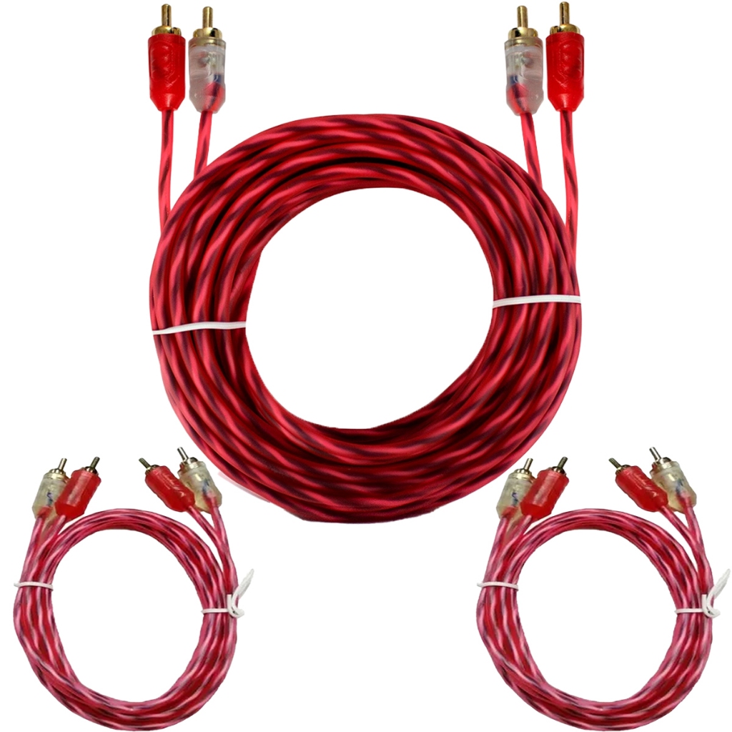 Kit Cabo Rca 5mts + 2 de 1mt Semi Blindado Cristal Bronze Audio e Video