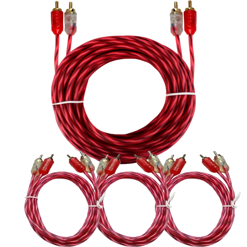 Kit Cabo Rca 5mts + 3 de 1mt Semi Blindado Cristal Bronze Audio e Video