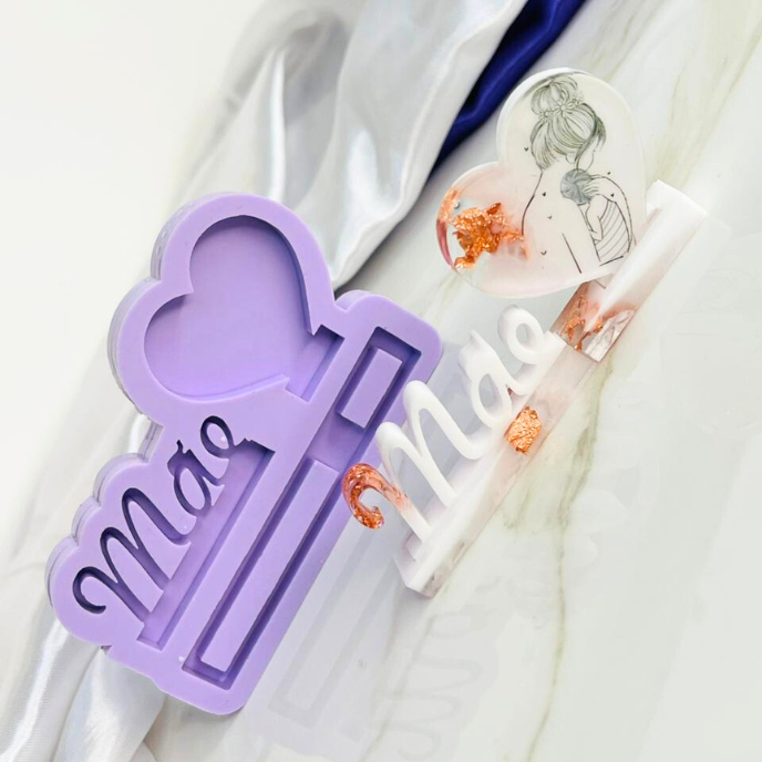 Molde de silicone dia das mães. Mini porta retrato com suporte. #33 em Oferta na Shopee