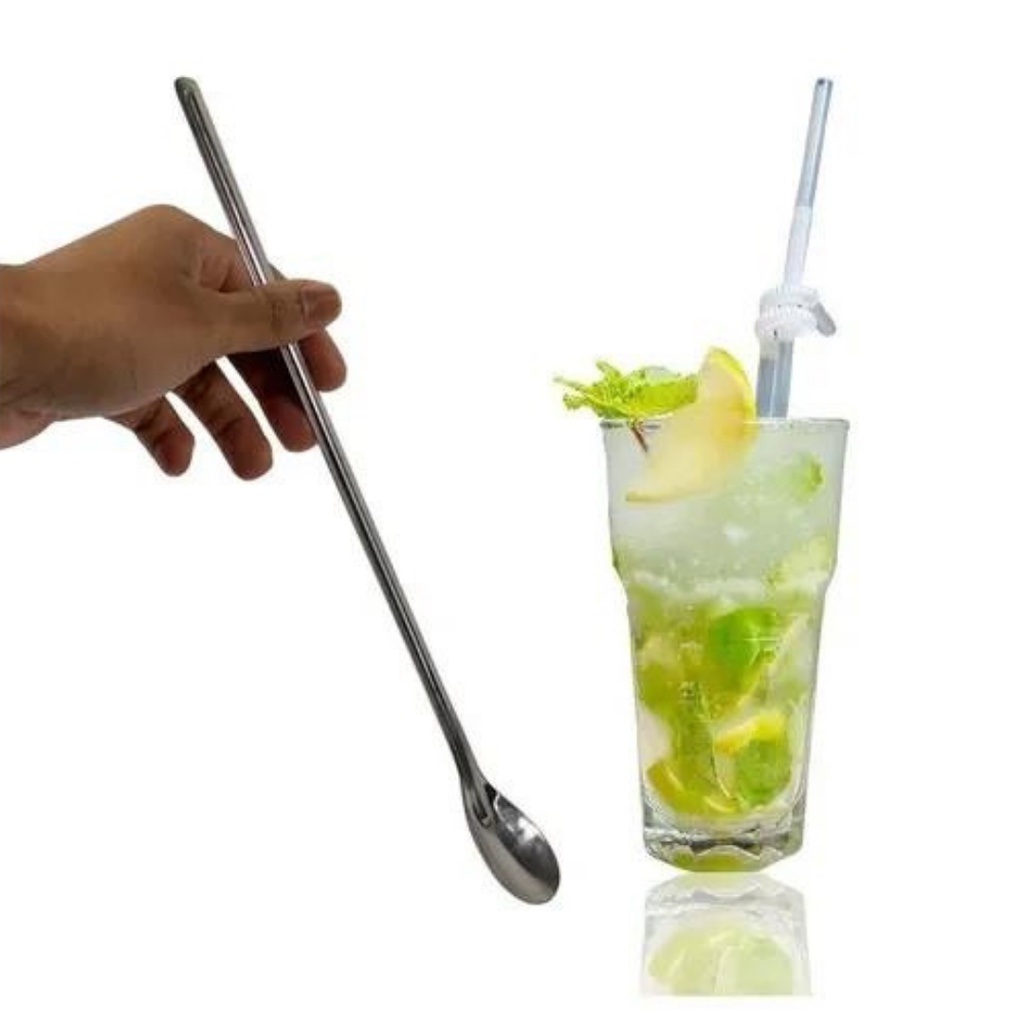 Colher bailarina para Suco e Coquetel Drinks Mexer Bebidas Aço Inox 30CM ENVIO IMEDIATO