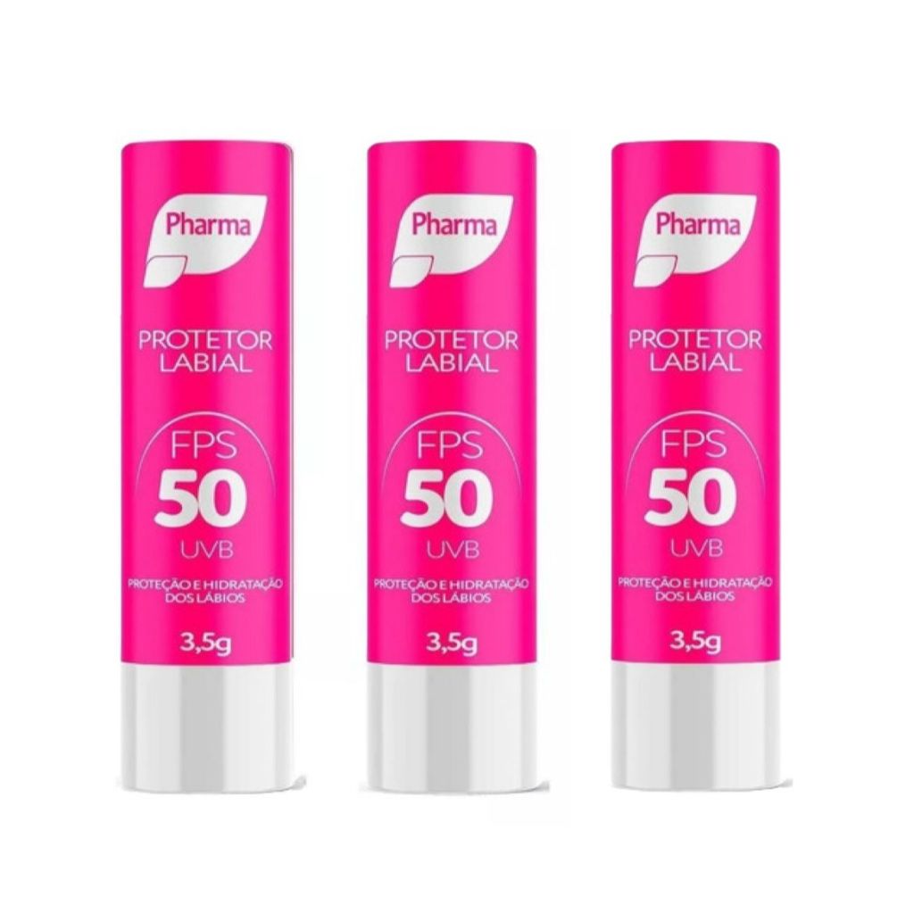 Kit C/3 Protetor Labial e Solar Bastão Tutti-Frutti FPS50 Pharma