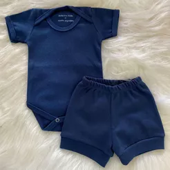 Conjunto de Bebê- Body+ Short- Liso- Menino Menina Neutro- Suedine 100% Algodão