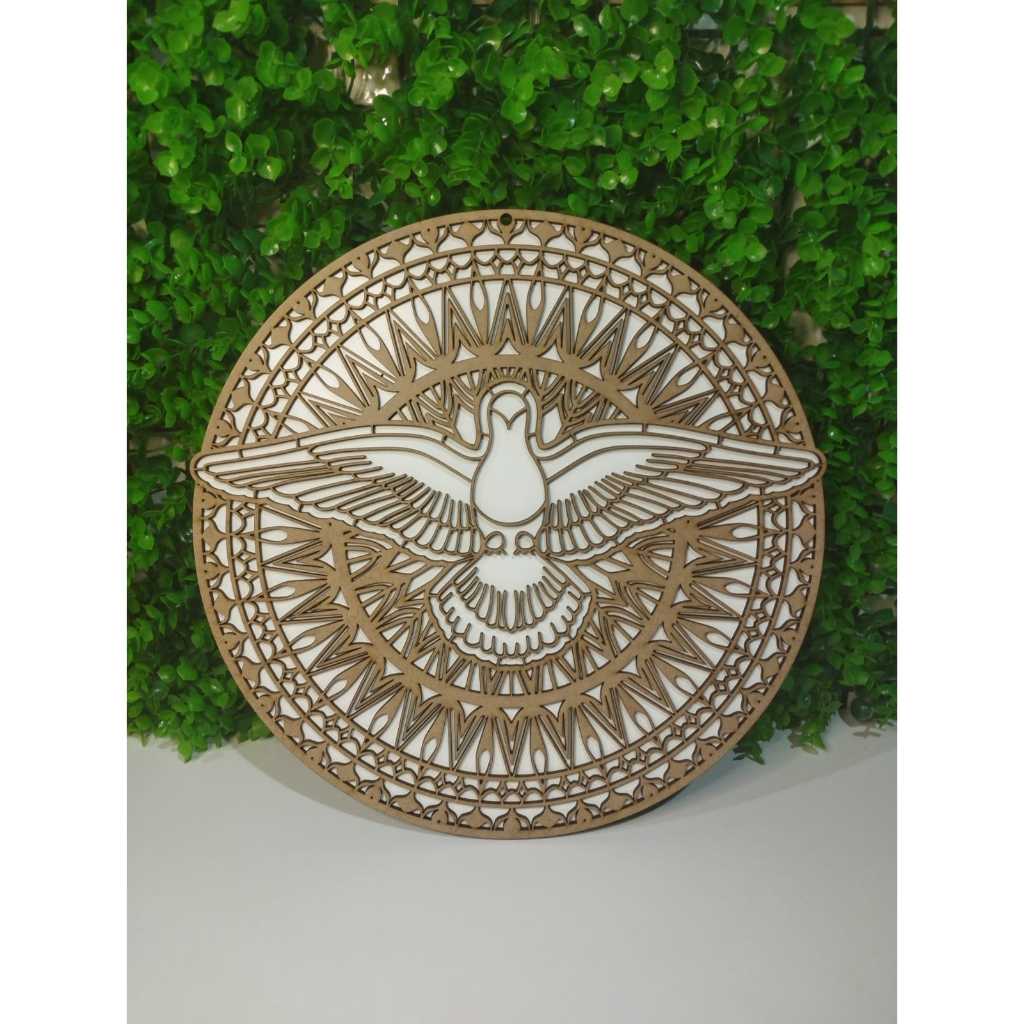 Quadro Mandala Religiosa Divino Espirito Santo Mdf 30x30cm