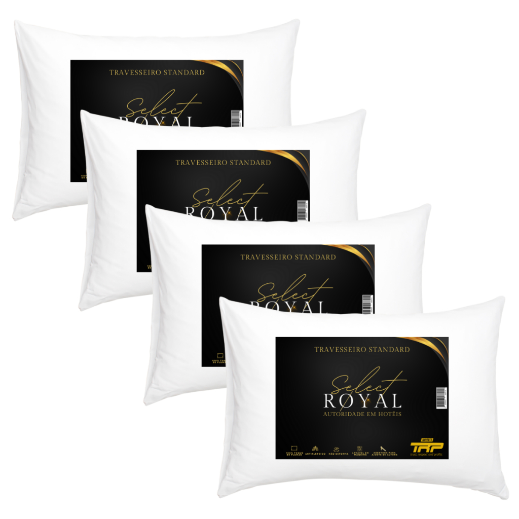 Kit 4 Travesseiros TRP Imports Select Royal Fibra de Plumas Linha Hotelaria