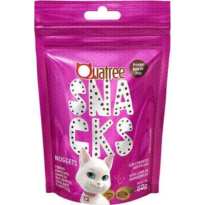 Petisco Snack Quatree Gato Nuggets Frango Bola de Pelo 60 gr