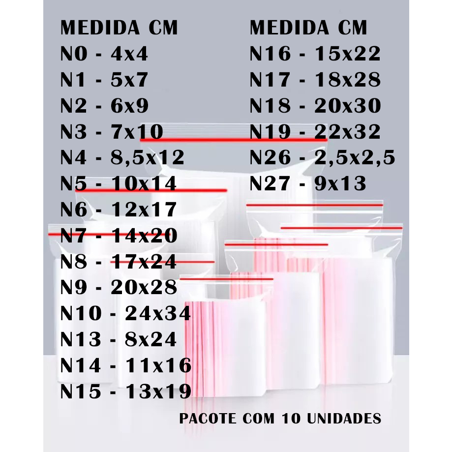 Saco Zip Lock Hermético Abre e Fecha - C/ 10 Unidades em Oferta na Shopee